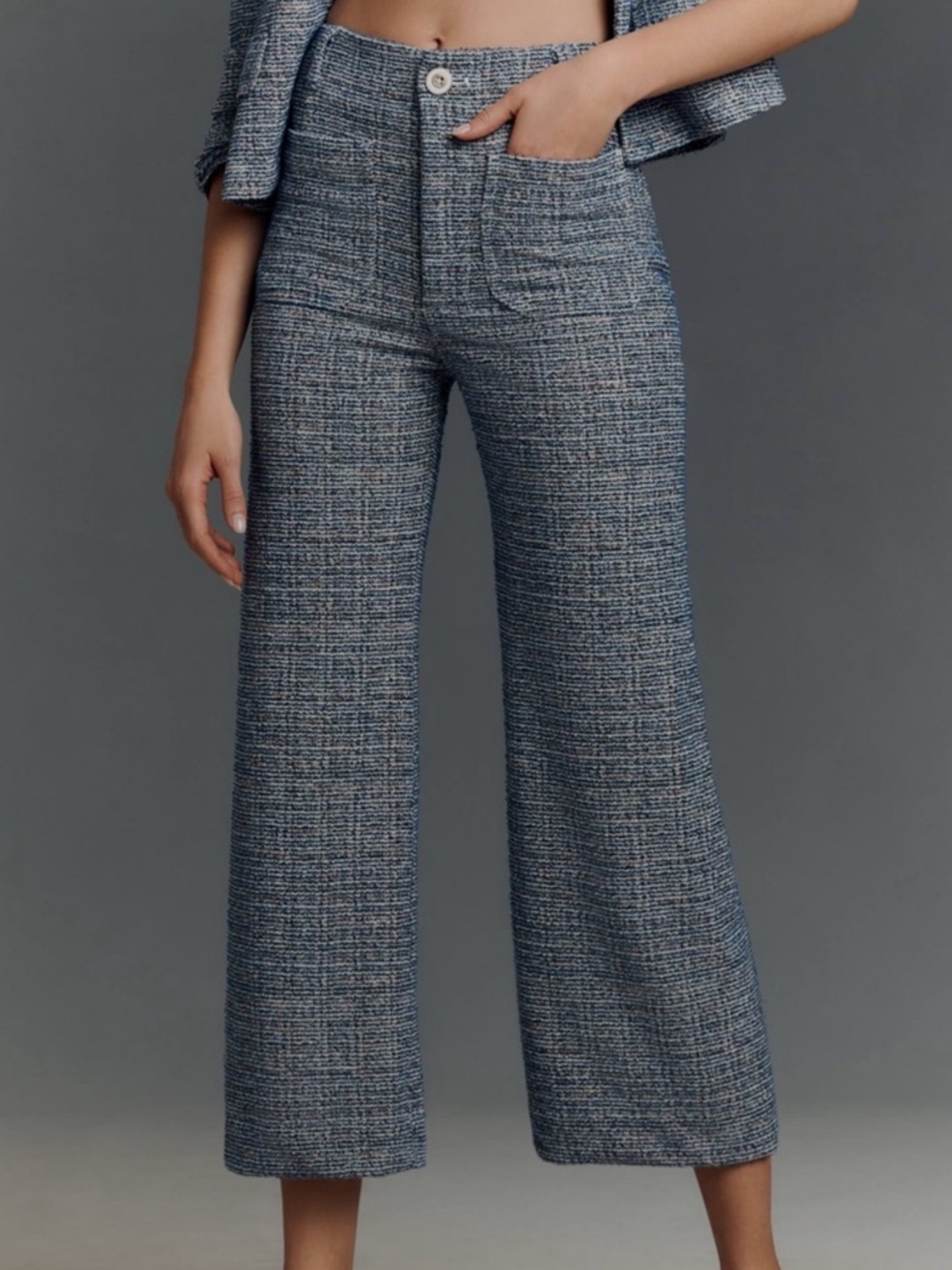 The Colette Tweed Crop Wide-Leg Pants by Maeve